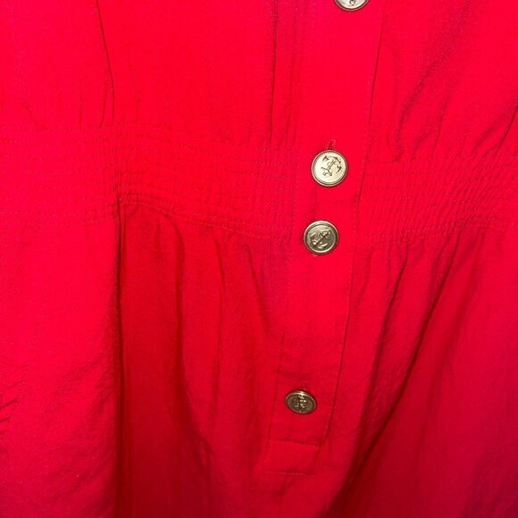 Dee California Vintage Womens Jumpsuit Size Medium Red Nautical Loose Fit Stars - Picture 11 of 13